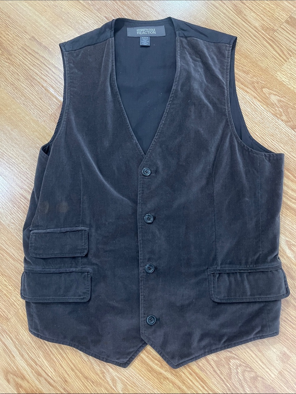 Kenneth Cole Reaction Dark Brown Velvet Button-Front Vest